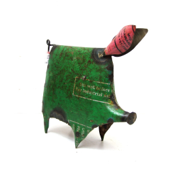 Świnka Figurka metalowa z recyclingu 31cm Zielona